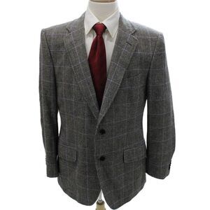 Etro Milano Mens Wool Plaid Blazer Gray Fall Size 54
